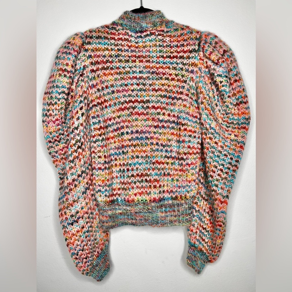 NWOT Ulla Johnson Fiora Wool Puff Sleeve Rainbow Cardigan Sweater Size Small - Picture 6 of 9